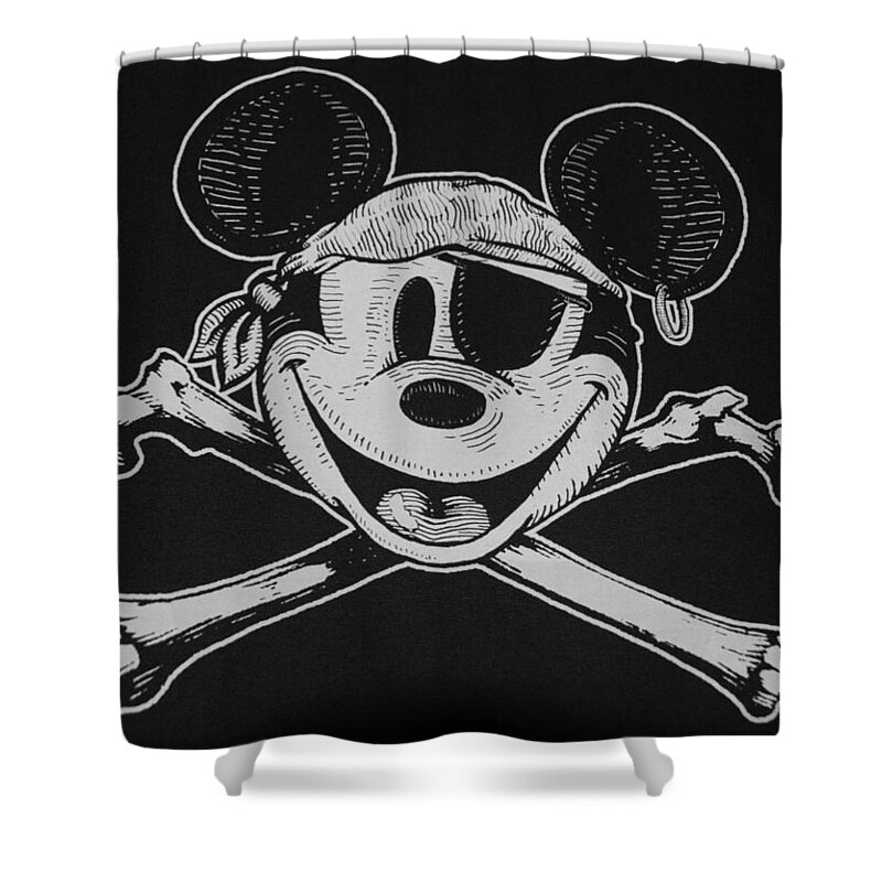 Magic Kingdom Shower Curtain featuring the photograph Skull And Bones Mickey by Rob Hans