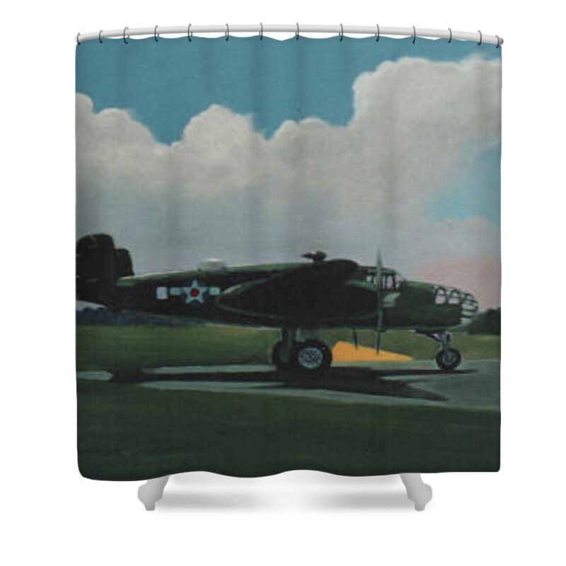 World War Ii Plane Shower Curtain featuring the painting Skunky by Blue Sky