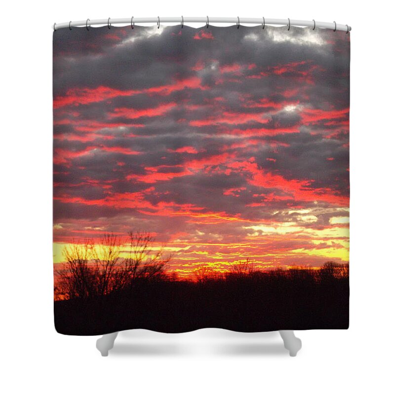 Dawn Shower Curtain featuring the photograph Sky Fire by Susan Esbensen