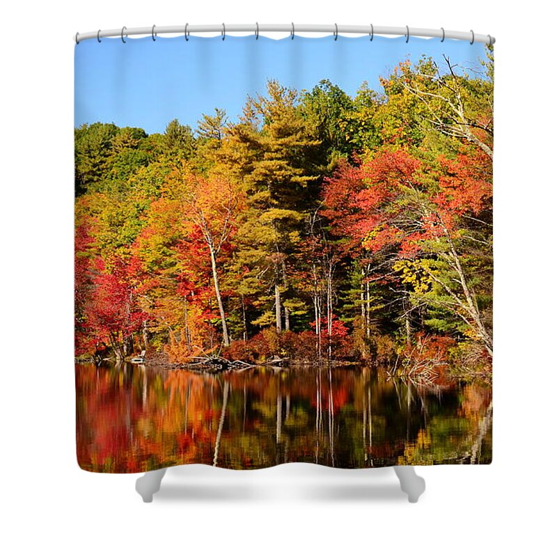 Autumn Shower Curtain featuring the photograph Sky Pond by Harry Moulton