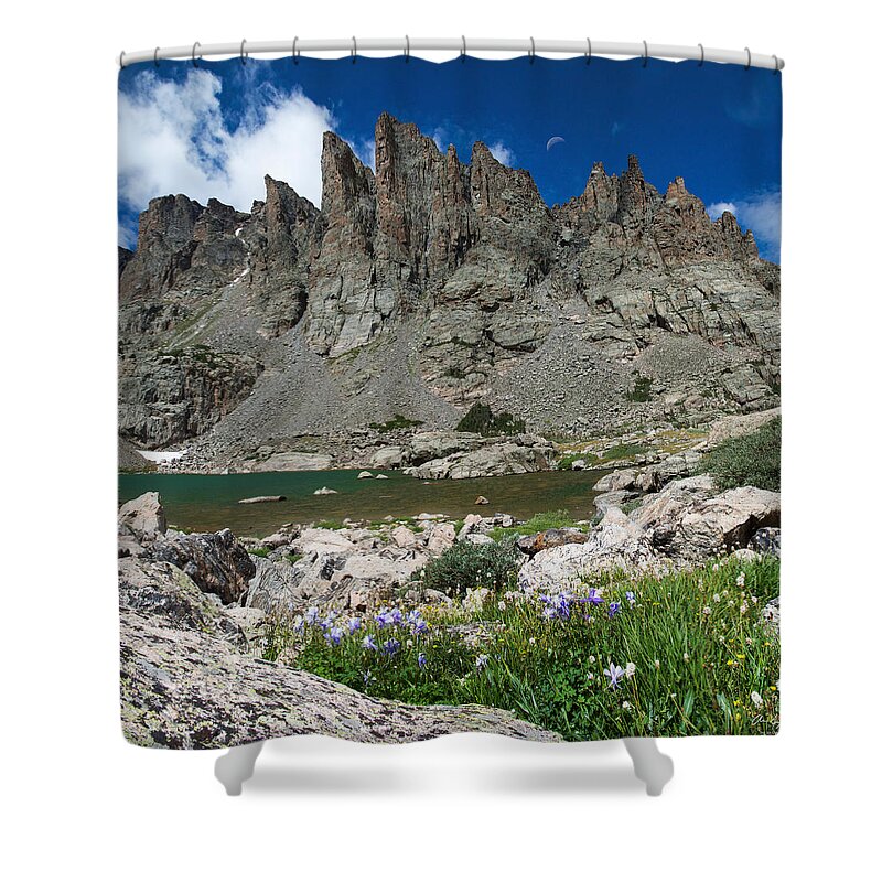 Sky Shower Curtain featuring the photograph Sky Pond - Rocky Mountain National Park by Aaron Spong