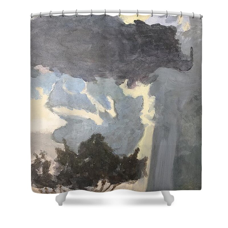  Shower Curtain featuring the painting Sky Portal II by Carol Oufnac Mahan