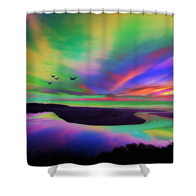 Water Shower Curtain featuring the digital art Sky Rays by Gregory Murray