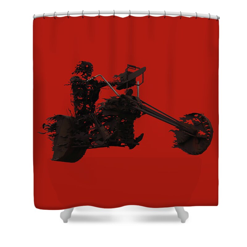 Biker Shower Curtain featuring the mixed media Sky Rider by Shane Bechler