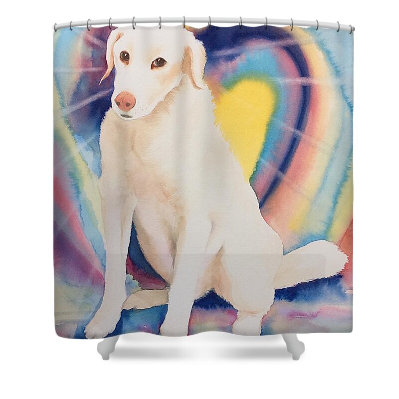 Dog Shower Curtain featuring the painting Skyliner by Frances Ku