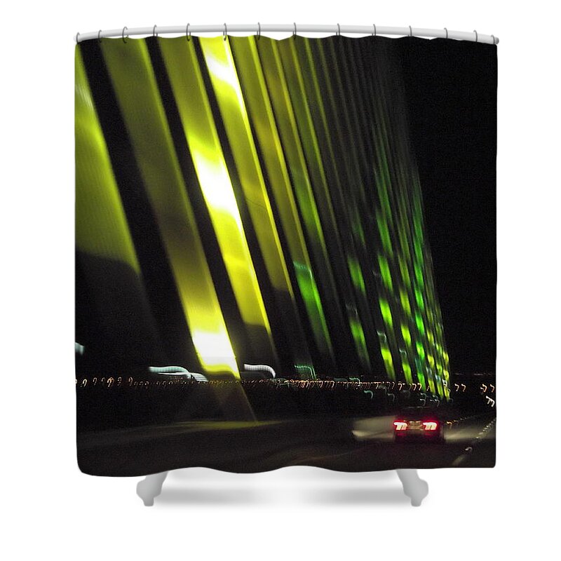 Sunshine Skyway Shower Curtain featuring the photograph Skyway at Night 5559 by Wesley Elsberry