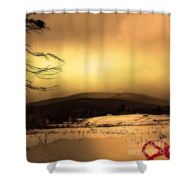Greeting Card Shower Curtain featuring the photograph Sledding by Mim White