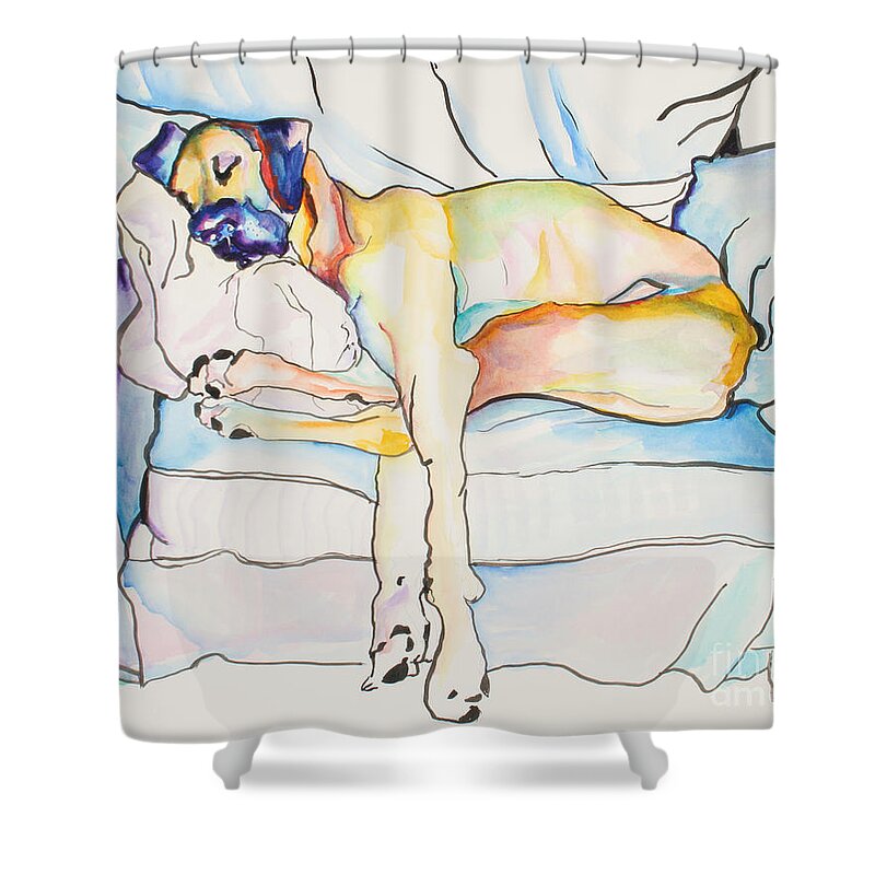 Great Dane Shower Curtain featuring the painting Sleeping Beauty by Pat Saunders-White