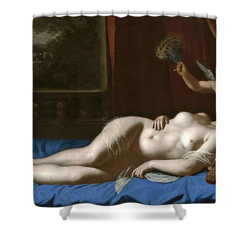 Artemisia Gentileschi Shower Curtain featuring the painting Sleeping Venus by Artemisia Gentileschi