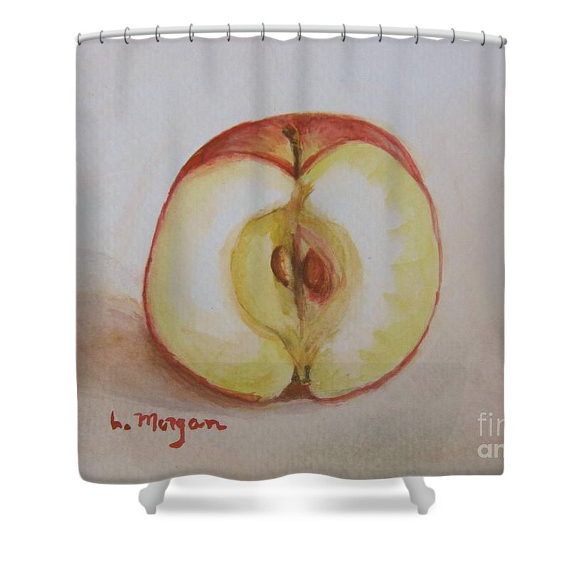 Apple Shower Curtain featuring the painting Sliced Apple by Laurie Morgan