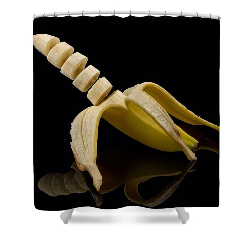 Abstract Shower Curtain featuring the photograph Sliced Banana by Gert Lavsen