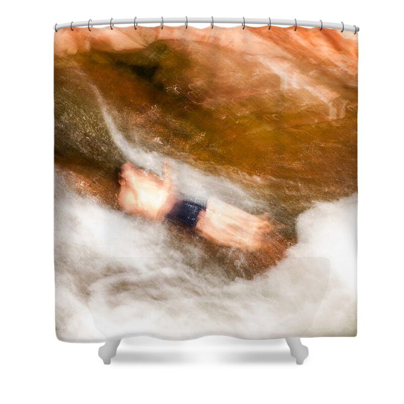 Slide Rock Slide In Motion Shower Curtain featuring the photograph Slide Rock Slide in Motion by Bonnie Follett