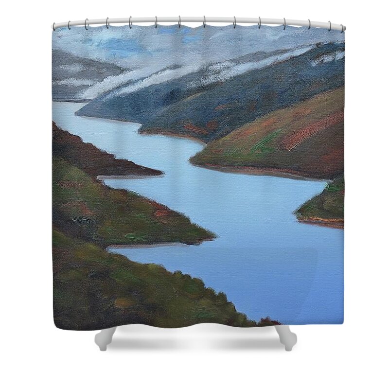 Water Shower Curtain featuring the painting Sliver Of Crystal Springs by Gary Coleman
