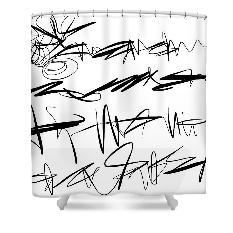 Writing Pattern Shower Curtain featuring the painting Sloppy Writing by Go Van Kampen