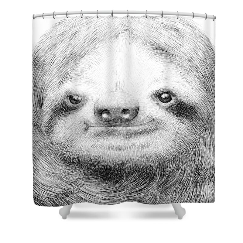 Sloth Shower Curtain featuring the drawing Sloth by Eric Fan