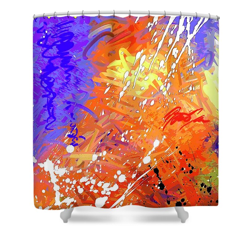 Abstract Shower Curtain featuring the digital art Slow Burn by Snake Jagger