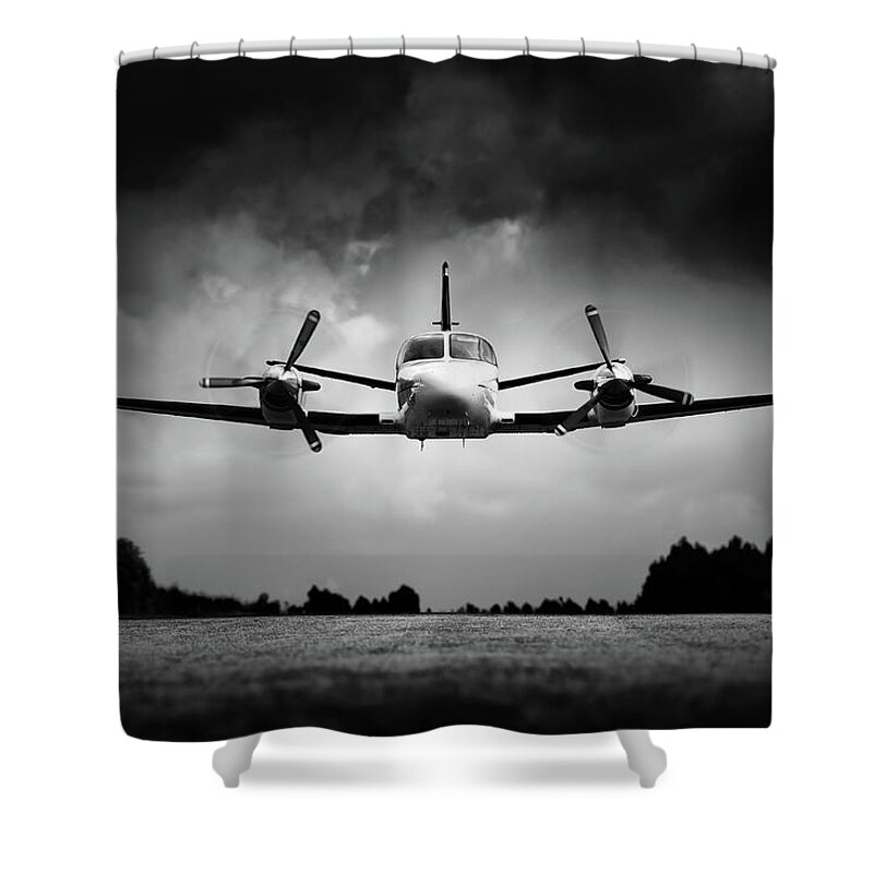 Airplane Shower Curtain featuring the photograph Small airplane low flyby by Johan Swanepoel