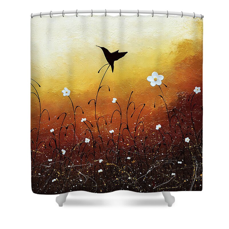 Hummingbird Shower Curtain featuring the painting Small Treasure by Carmen Guedez