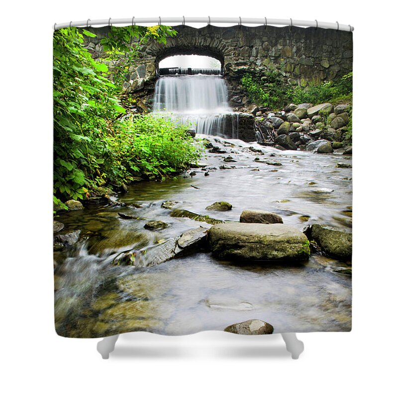 Nature Shower Curtain featuring the photograph Small Waterfall In Country Creek by Christina Rollo