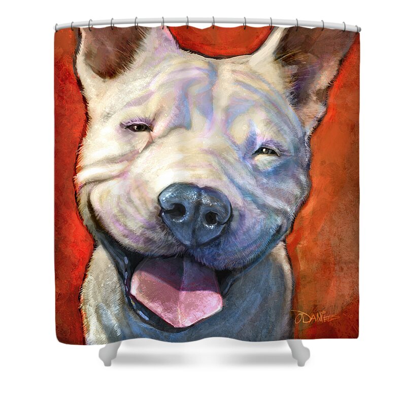 Dogs Shower Curtain featuring the painting Smile by Sean ODaniels