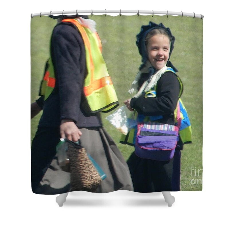 Amish Shower Curtain featuring the photograph Smiling Amish Scholar by Christine Clark