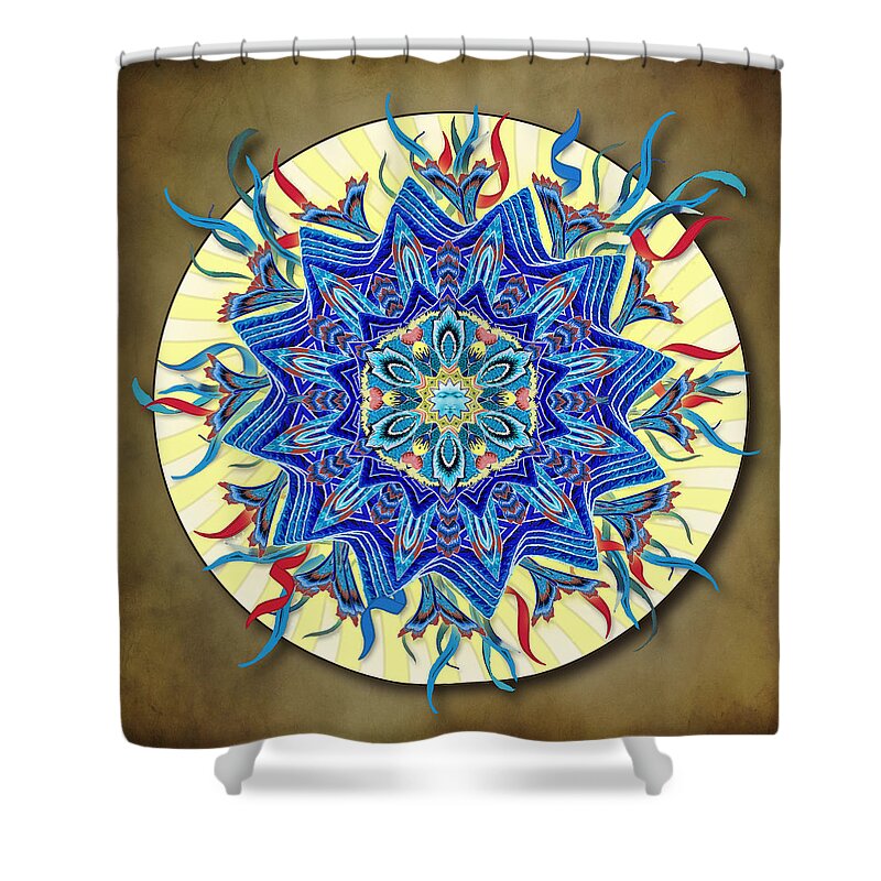 Mandala Shower Curtain featuring the digital art Smiling Blue Moon Mandala by Deborah Smith