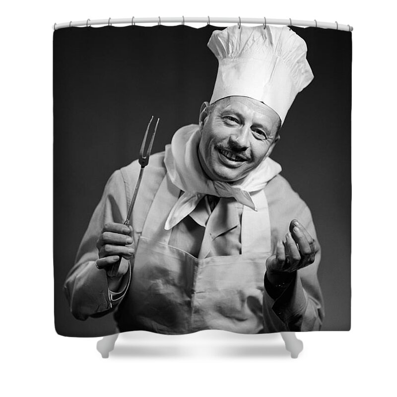1950s Shower Curtain featuring the photograph Smiling Chef, C.1950s by Debrocke/ClassicStock