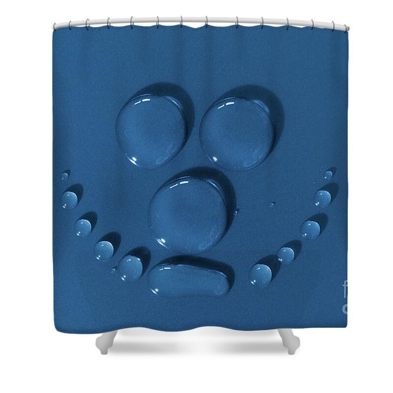 Face Shower Curtain featuring the photograph Smily face made of water drops by Simon Bratt