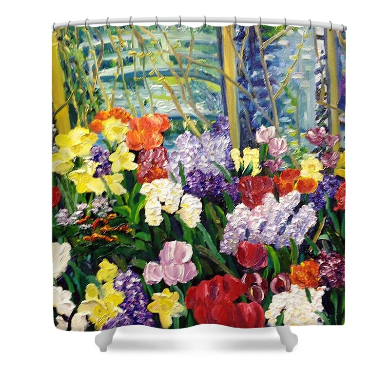 Flowers Shower Curtain featuring the painting Smith College Flower Show #2 by Richard Nowak