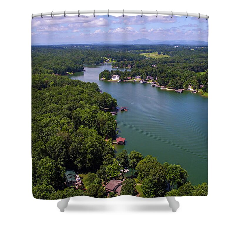 Landscape Shower Curtain featuring the photograph Smith Mountain Lake Boating Fun by Star City SkyCams