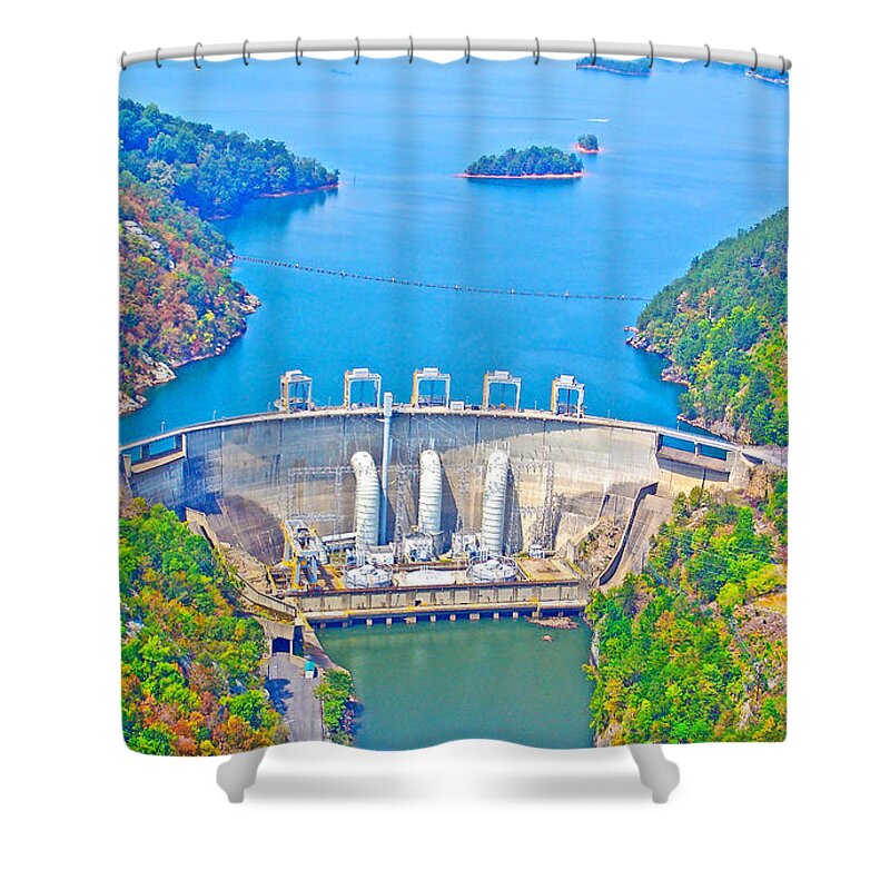 Smith Mountain Lake Dam Shower Curtain featuring the photograph Smith Mountain Lake Dam by The James Roney Collection