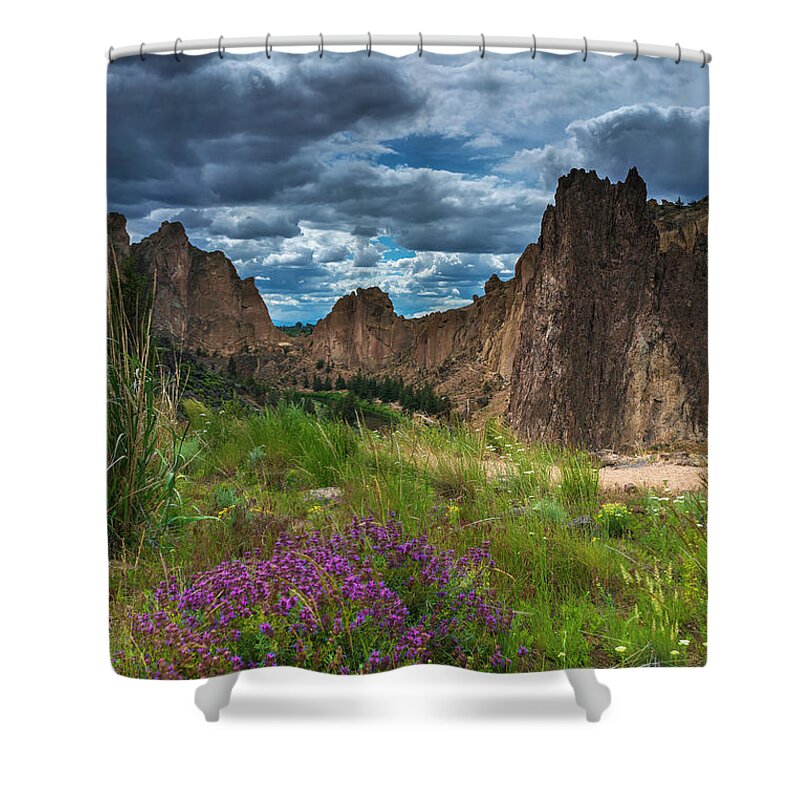  Shower Curtain featuring the photograph Smith Rock by Bryan Xavier