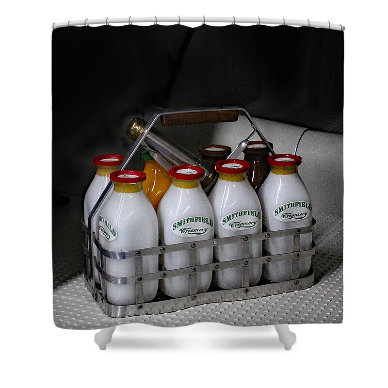 Milk Shower Curtain featuring the photograph Smithfield Milk Bottles by DB Hayes