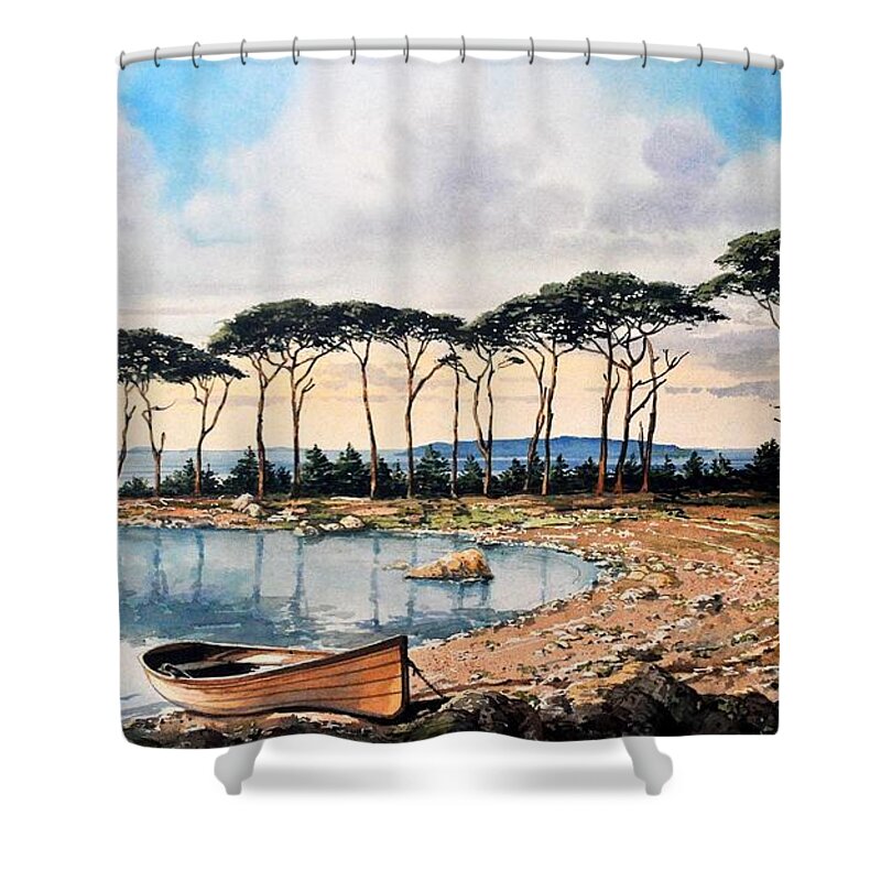Oak Island Shower Curtain featuring the painting Smith's Cove by Robert W Cook