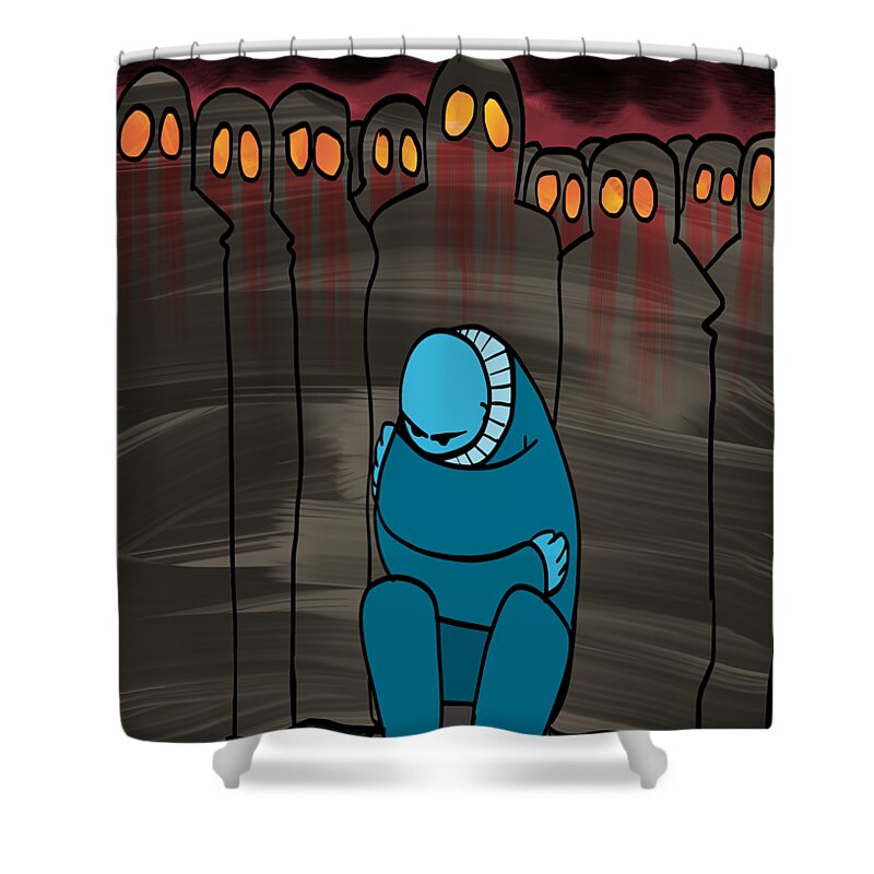 Smog Shower Curtain featuring the digital art Smog Attack by Piotr Dulski