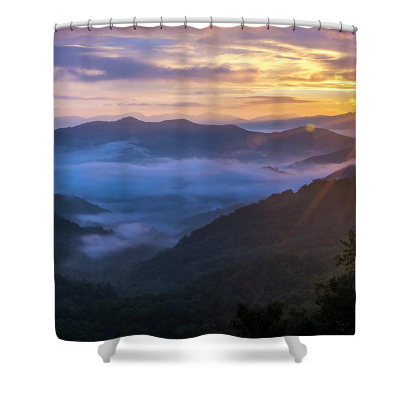 Mountain Shower Curtain featuring the photograph Smokey Sunrise by David Morefield