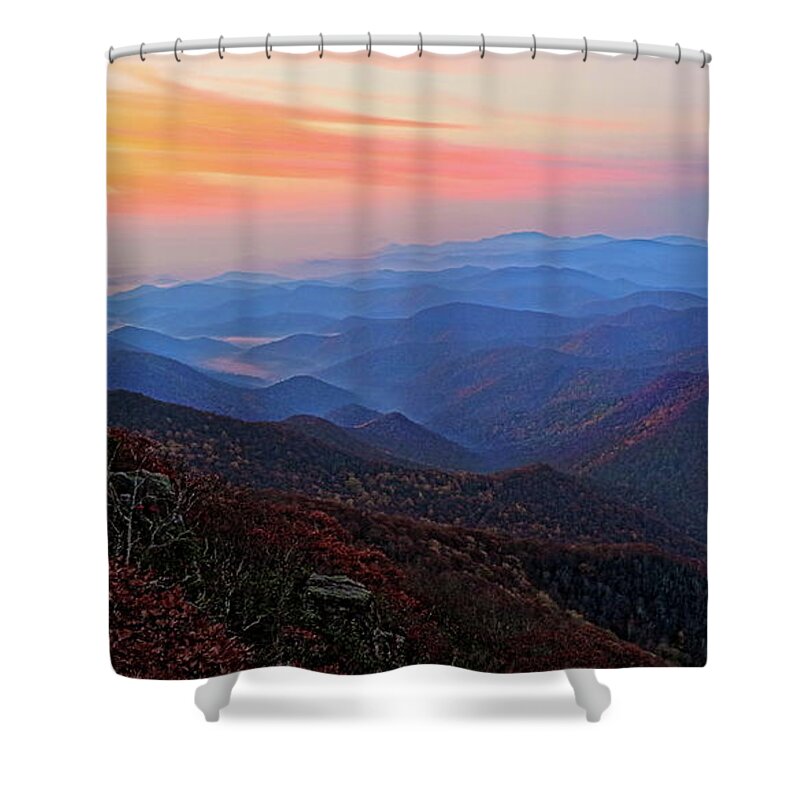 Dawn Shower Curtain featuring the photograph Dawn From Standing Indian Mountain by Daniel Reed