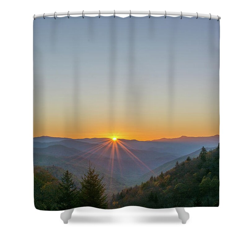 Newfound Gap Shower Curtain featuring the photograph Smoky Mountain Winter Sunrise by Douglas Wielfaert
