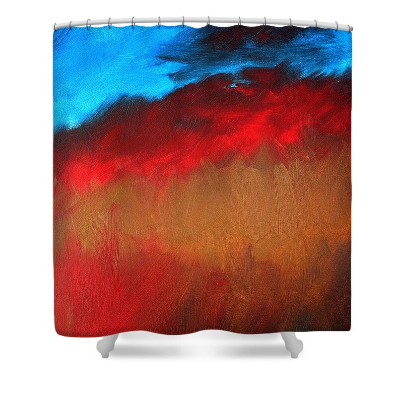 Abstract Shower Curtain featuring the painting Smoldering Passion by Julie Lueders 