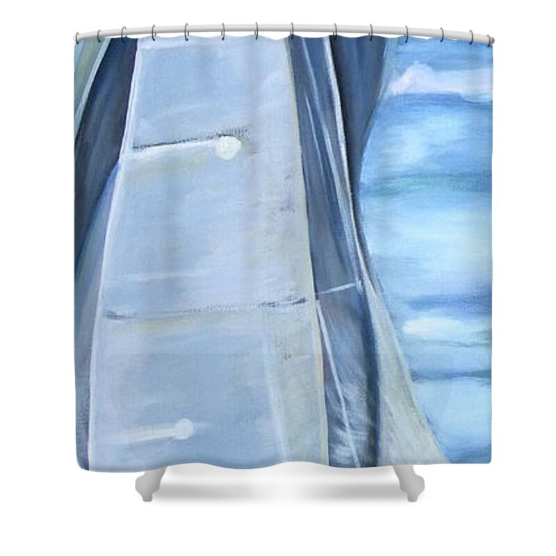 Sailboat Shower Curtain featuring the painting Smooth Sailing by JoAnn Wheeler