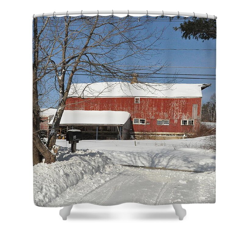 Barn Shower Curtain featuring the photograph Snow Covered Masachussetts Barn by John Black