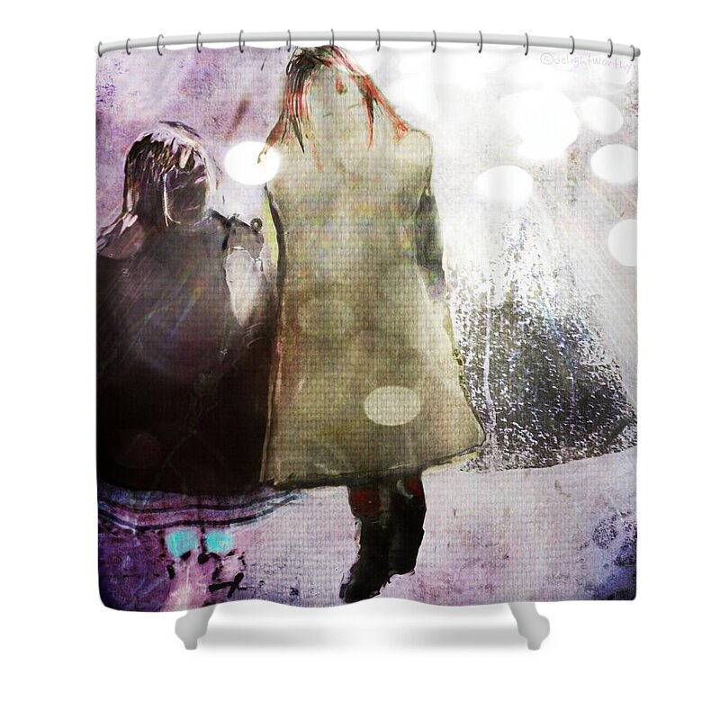 Children Shower Curtain featuring the digital art Snow Day by Delight Worthyn