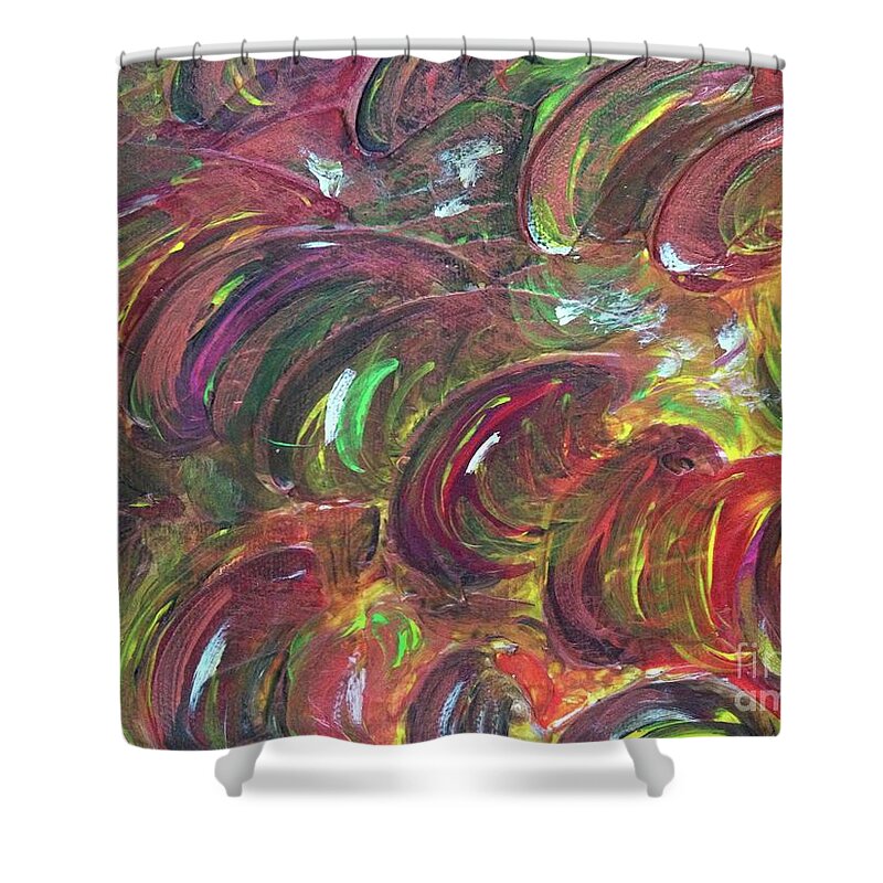 Snow In Autumn Shower Curtain featuring the painting Snow in Autumn by Sarahleah Hankes