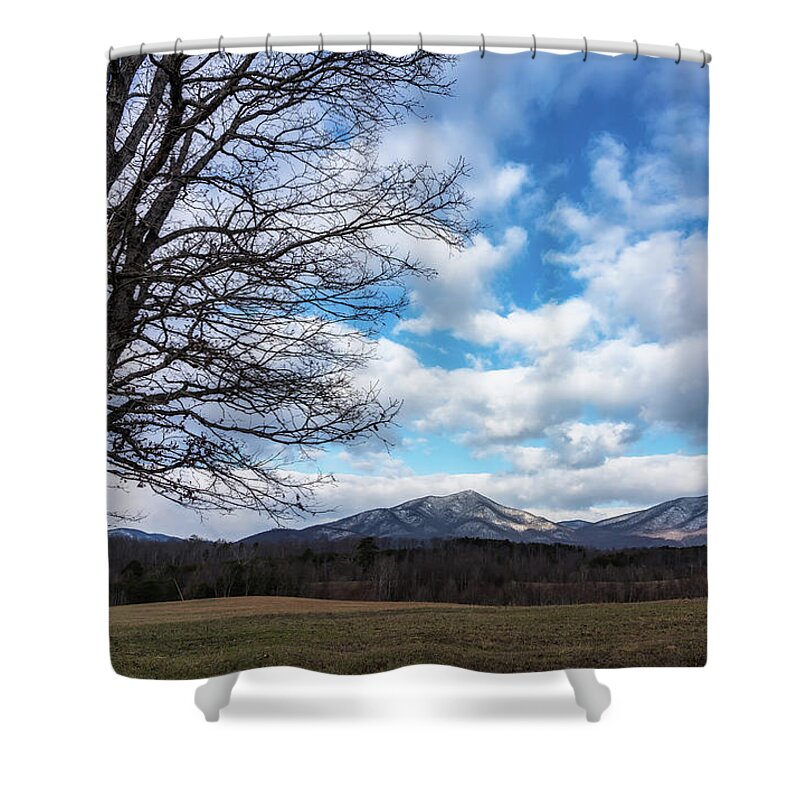 Peaks Of Otter Shower Curtain featuring the photograph Snow in the high mountains by Steve Hurt