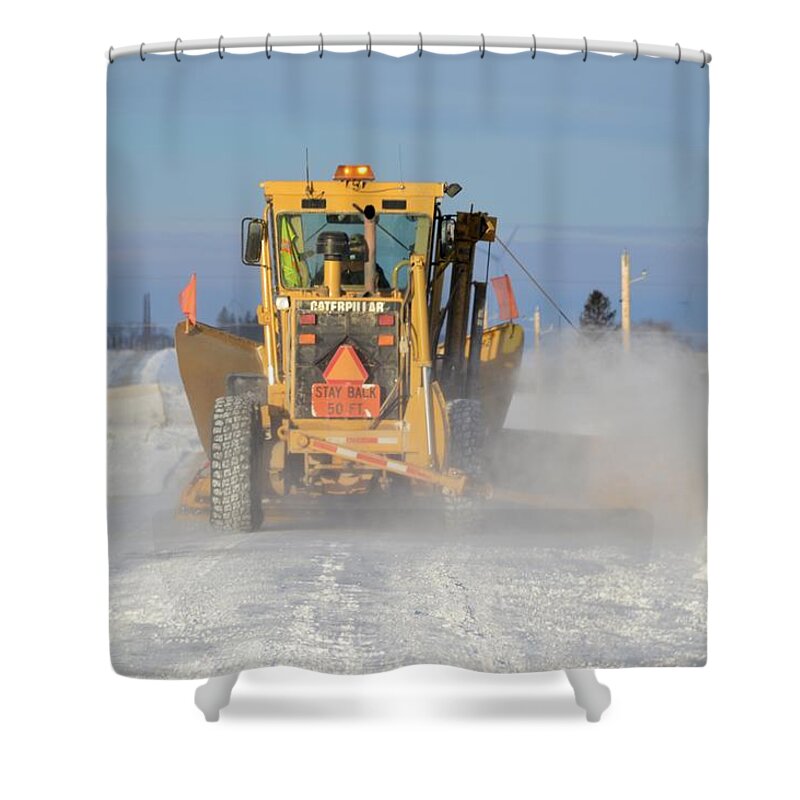 Road Shower Curtain featuring the photograph Snow Plowing by Bonfire Photography