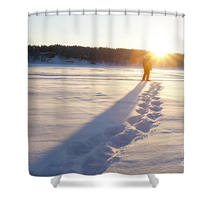 Snow Shoe Shower Curtain featuring the photograph Snow Shoe into the Sunset by Karen Foley