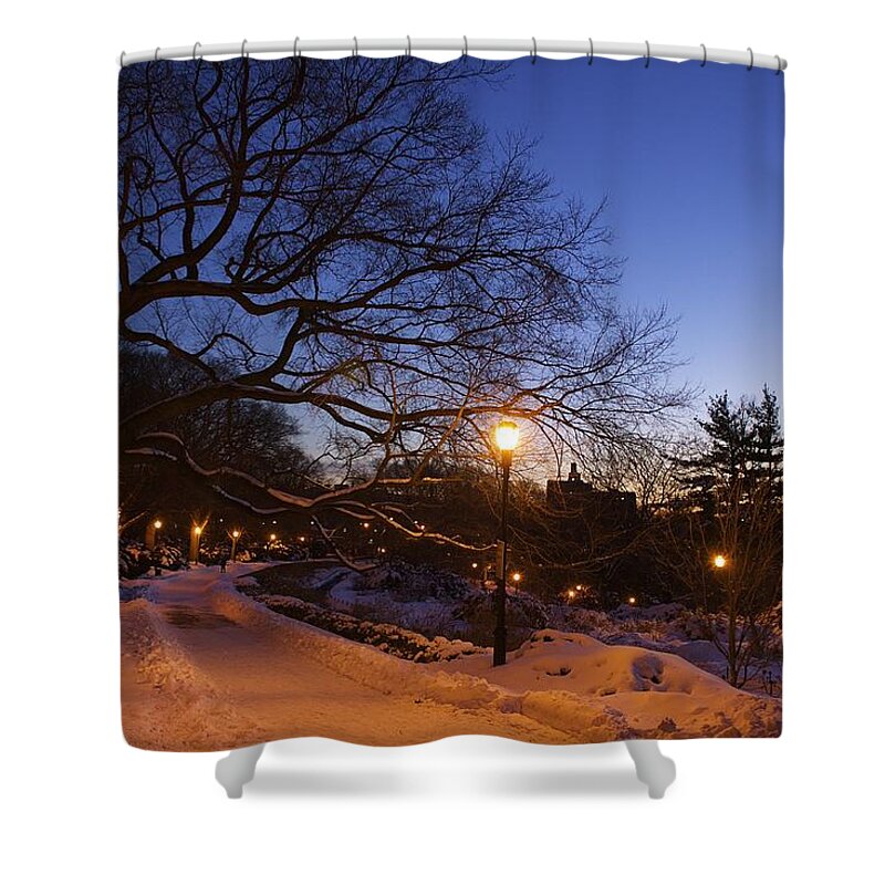 Winter Shower Curtain featuring the photograph Snow Walk by Ydania Ogando