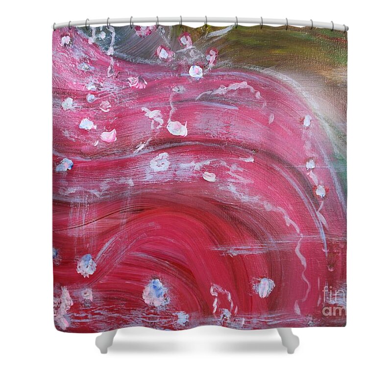 Snowflakes Shower Curtain featuring the painting SNOWFLAKES on PINK by Sarahleah Hankes