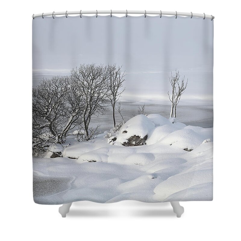Black Mount Shower Curtain featuring the photograph Snowy Landscape by Grant Glendinning