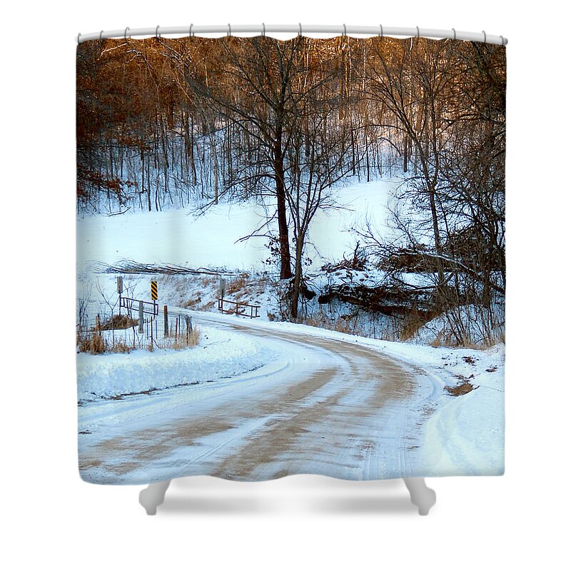 Winter Shower Curtain featuring the photograph Snowy Road by Wild Thing